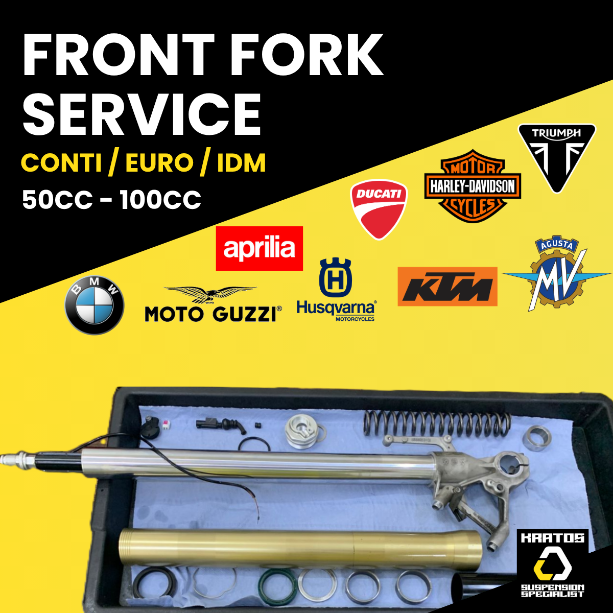 50cc-100cc Front Fork Service (CONTI/EURO/IDM)